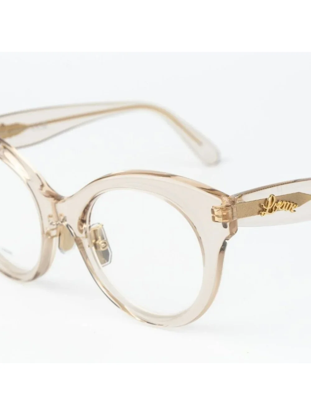 Loewe CURVY Women Eyeglasses Beige Round LW50074F 057 NEW AUTHENTIC